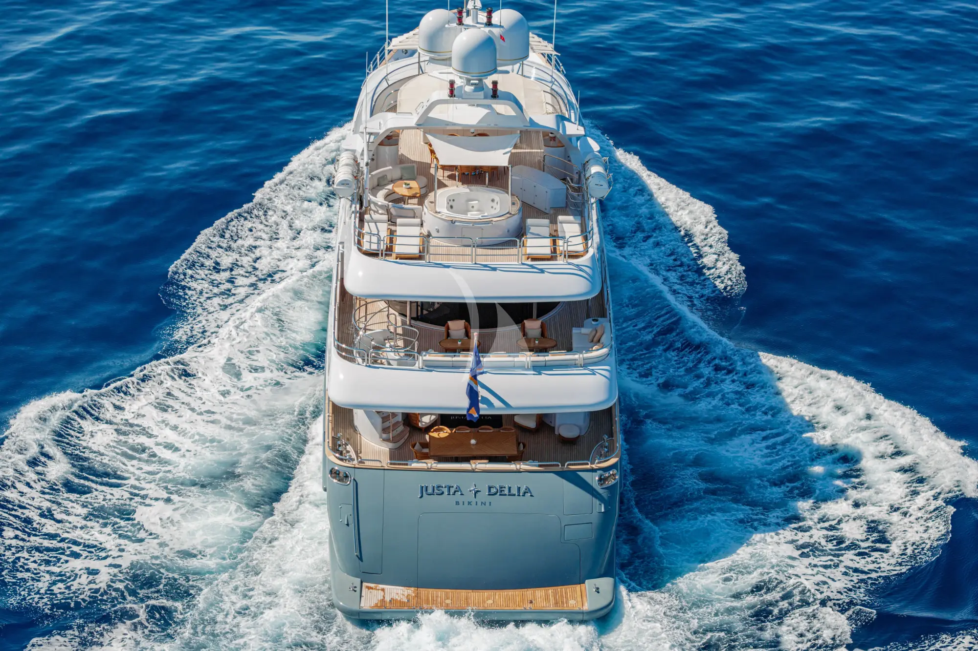 Motor yacht JUSTA DELIA 44.2m by Benetti — aerial view
