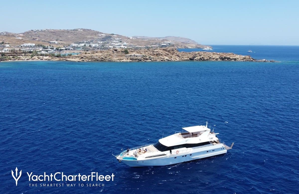 Motor yacht LADY MIRTO 27m by Tecnomar — aerial view