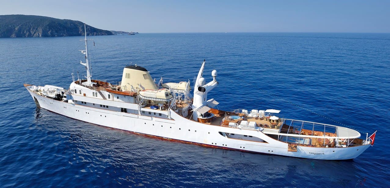 CHRISTINA O - aerial | Drivas Yachts