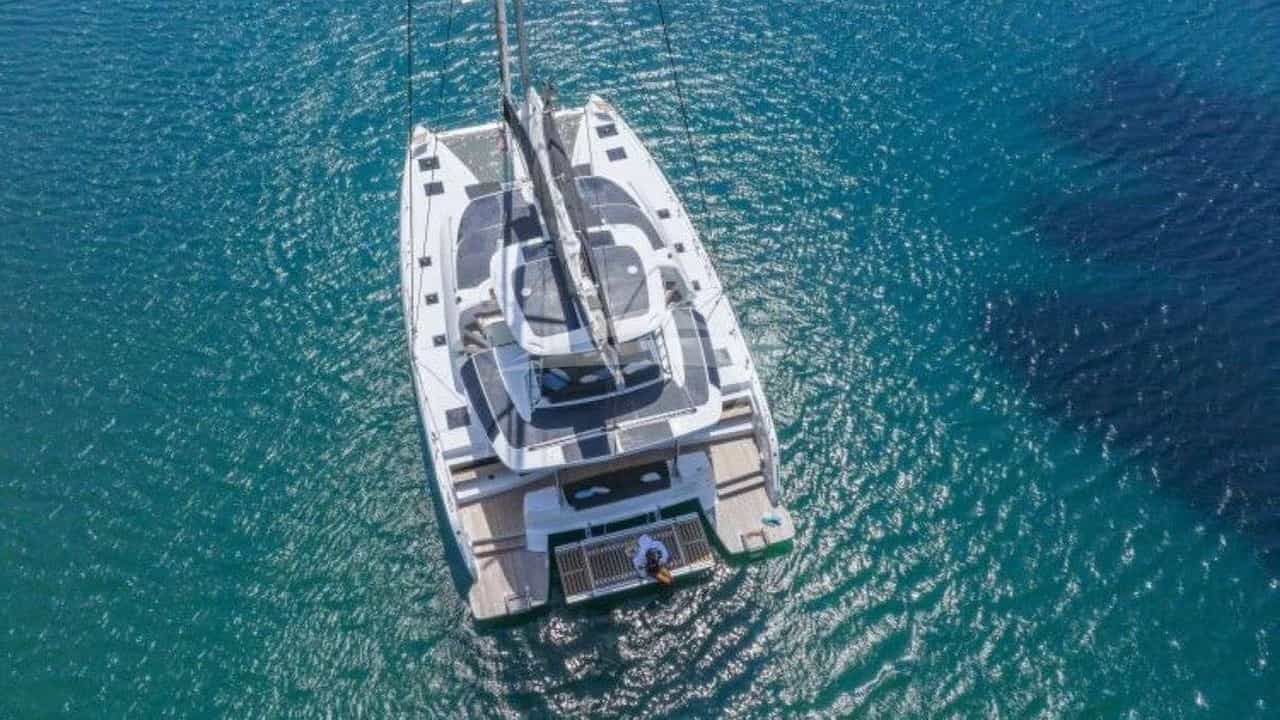 Sailing yacht JEWEL 16m by Lagoon — aerial view