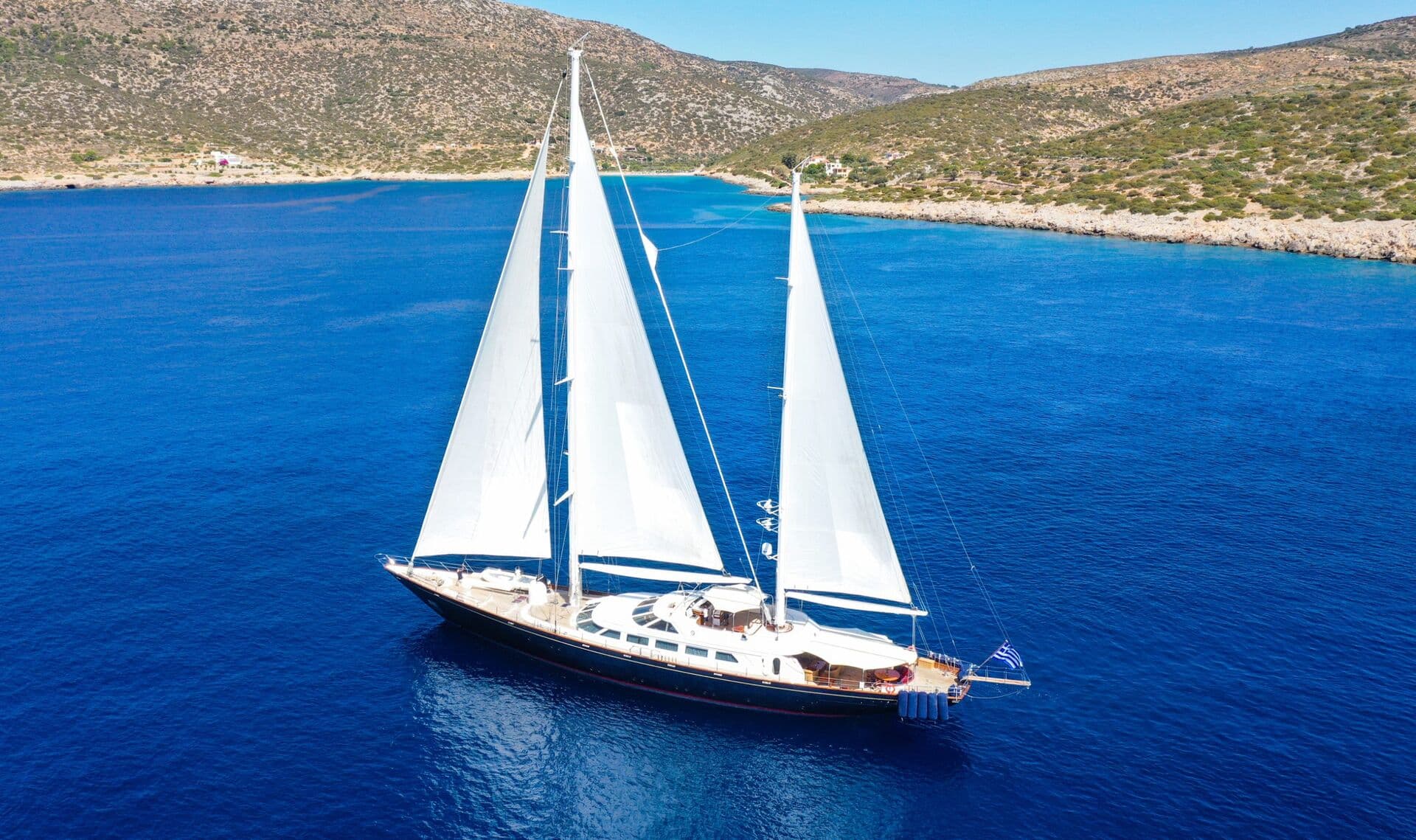 Sailing yacht Tamarita 46.5m by Perini Navi — aerial view