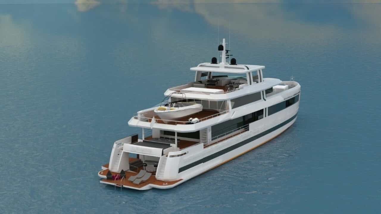 Motor yacht AQUARIUS 46m by Mengi Yay Yachts — aerial view
