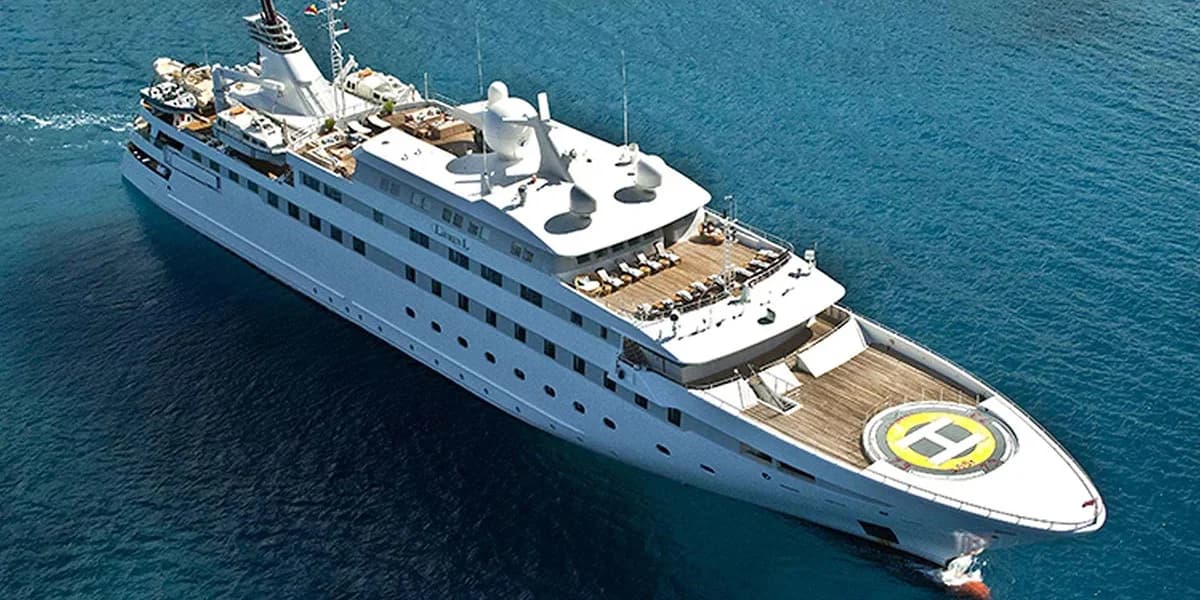 Motor yacht LAUREN L 90m by Cassens-Werft — aerial view