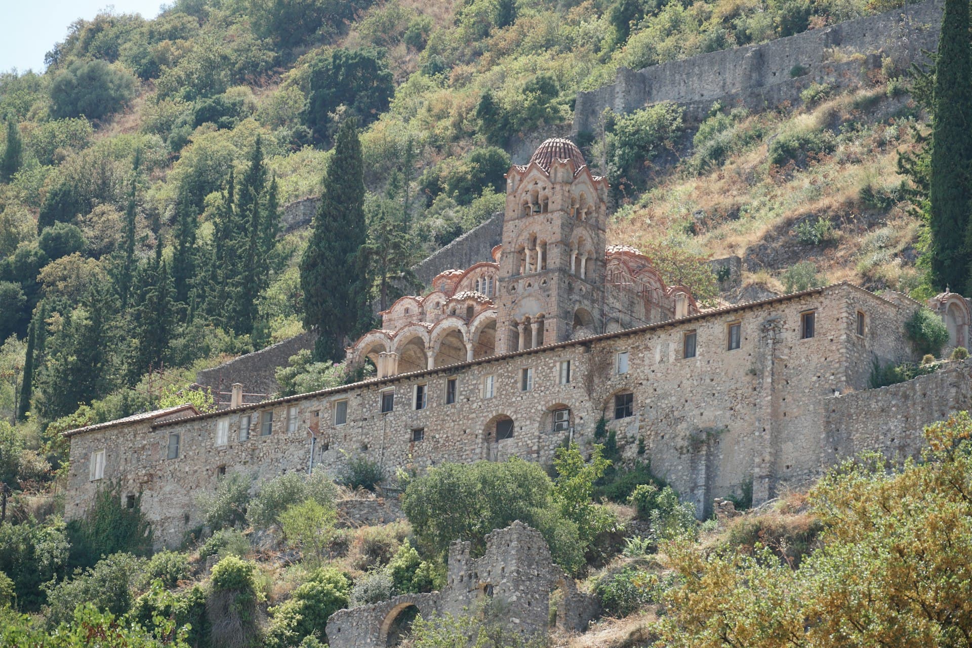 Hozoviotissa Monastery built into the cliff face on Amorgos