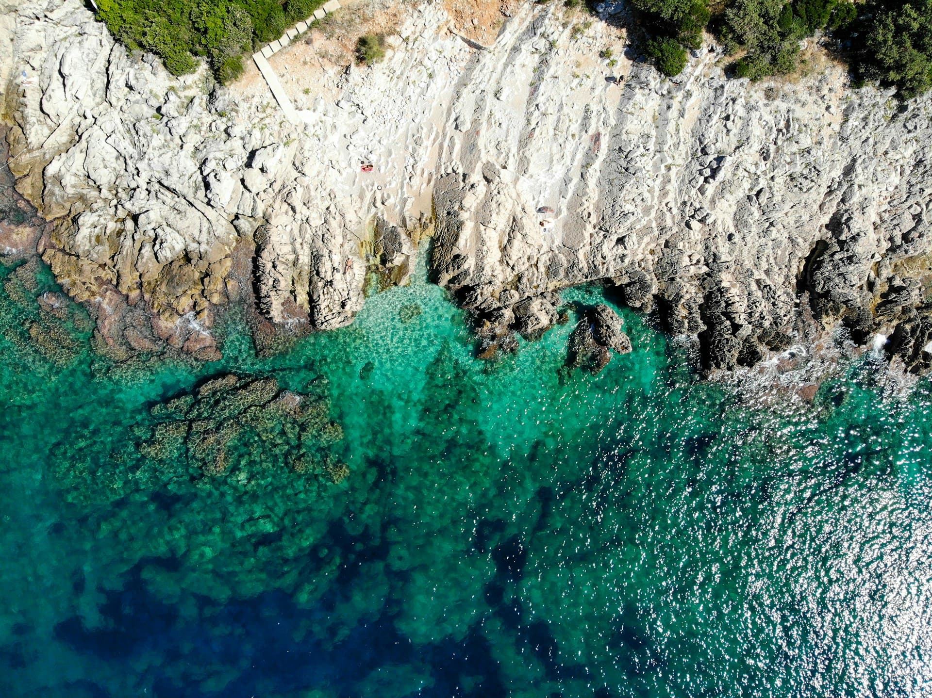 Croatian coast with blue Adriatic waters