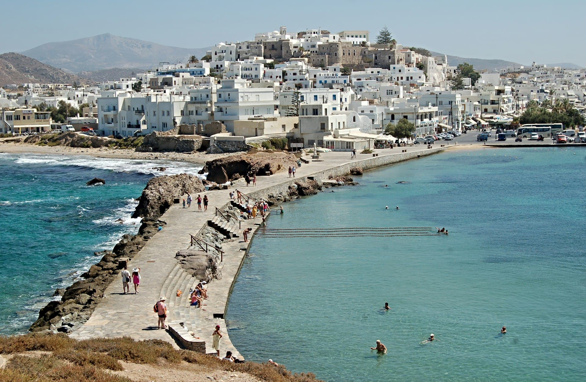 Aerial view of the Portara ancient marble gateway on Naxos