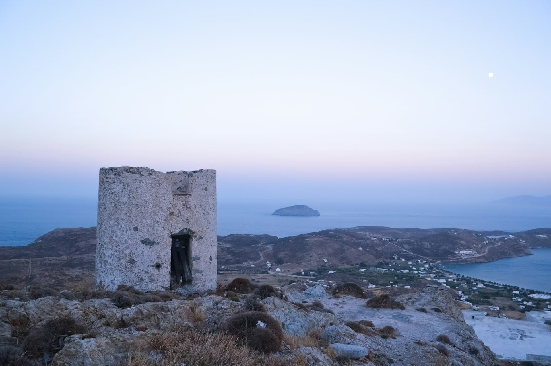 Serifos Chora whitewashed houses on hilltop