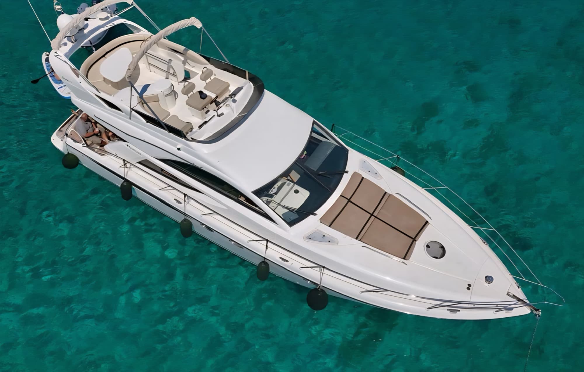 Fairline 53 flybridge in Saronic waters.