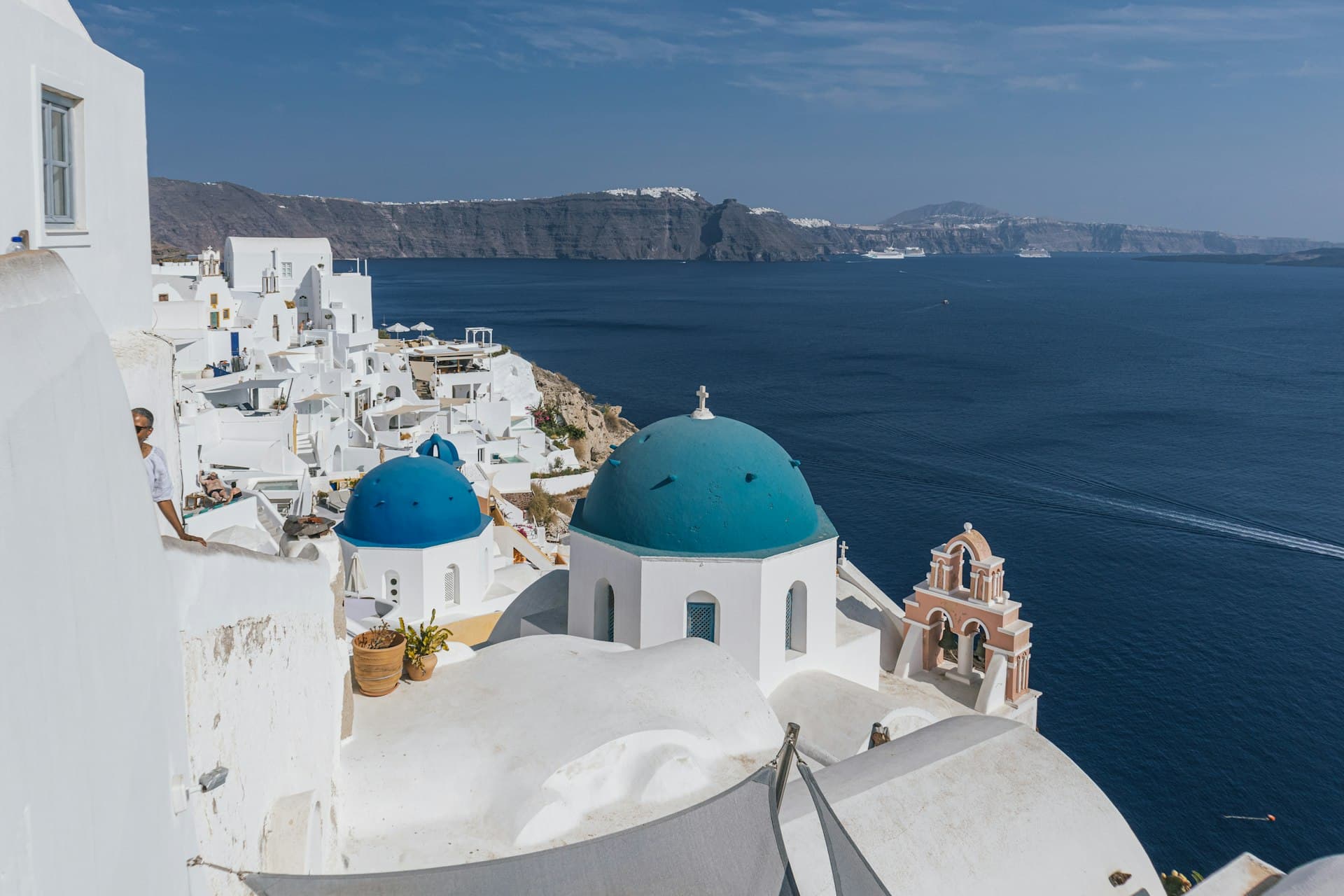 Cycladic islands from the sea in spring light